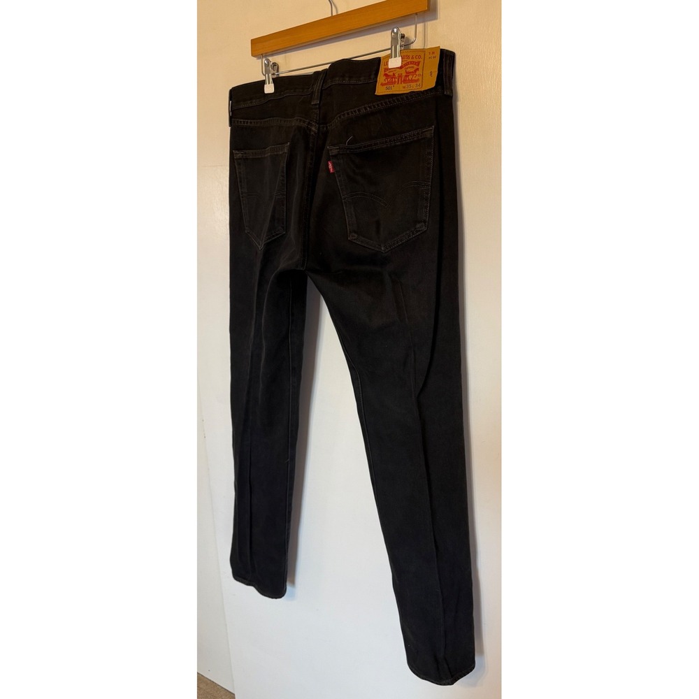 Levis 501 Original Fit Jeans Mens 35x34 Black Straight Leg Button Fly Denim - Picture 9 of 12